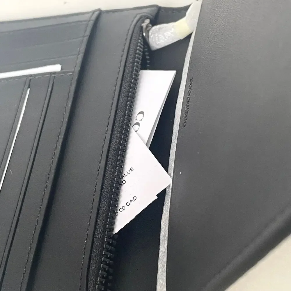 Coach CW170 Black Charcoal Signature Canvas Passport Holder